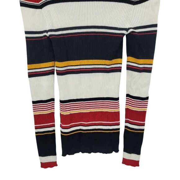 Vtg 90s Guess Womens White Striped Ribbed Knit Sweater Sz M Peekaboo Cutout - Picture 7 of 8